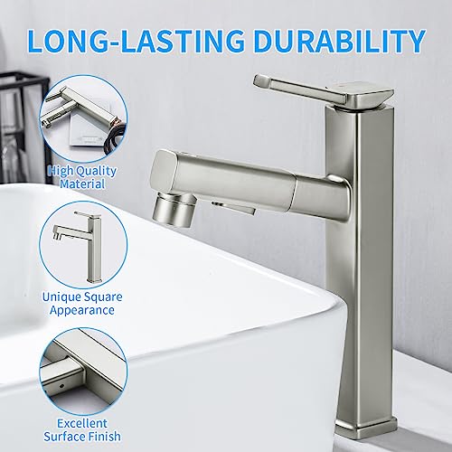 Single Hole Pull Out Bathroom Faucet with Rotating Spout J979