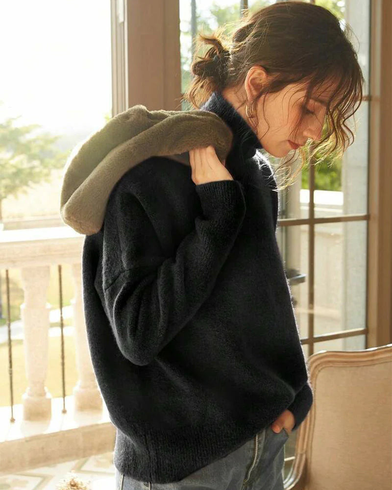 Turtleneck Knit Pullover Sweater Q274601
