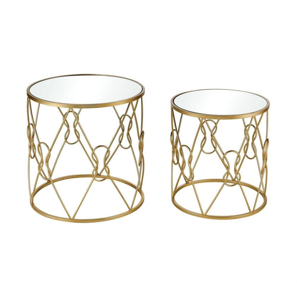 Glass and Metal Accent Table Set of 2 W7605