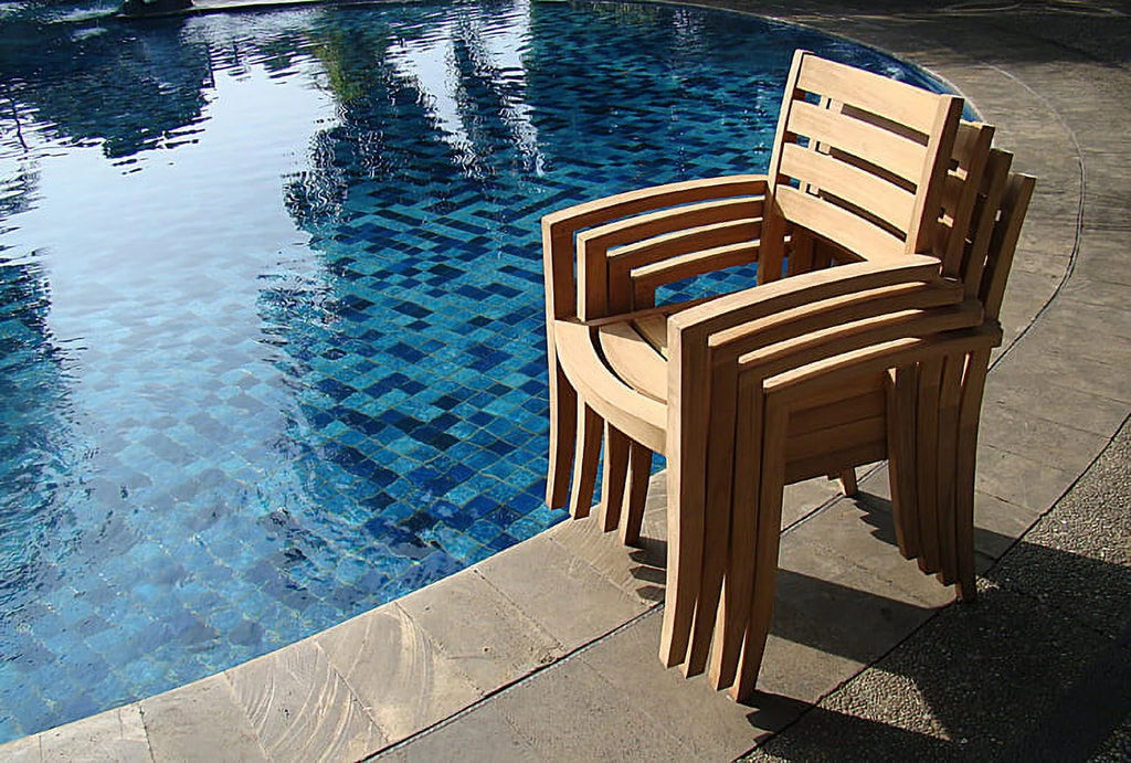 11 Pc Teak Dining Set with 117" Oval Table and 10 Stacking Arm Chairs J270