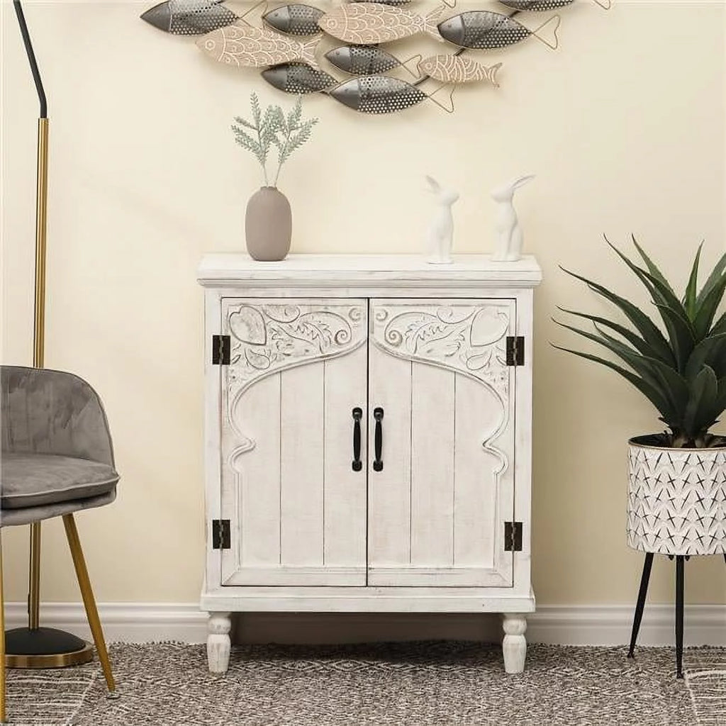 White Wood 2-Door Storage Cabinet B97288