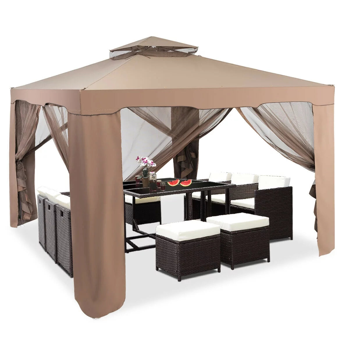 10'x 10' Canopy Gazebo with Mosquito Netting U234