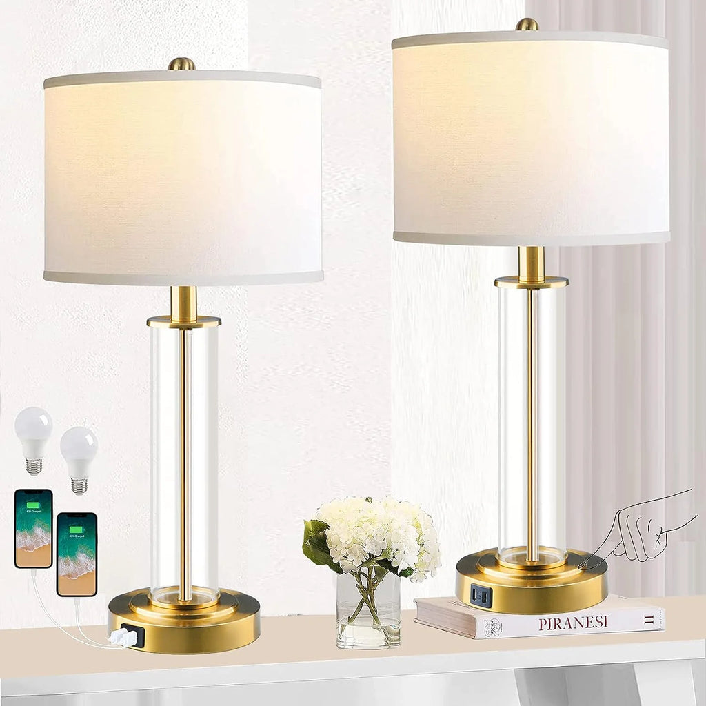 Touch Control Gold Table Lamps Set of 2 with USB Ports A641691