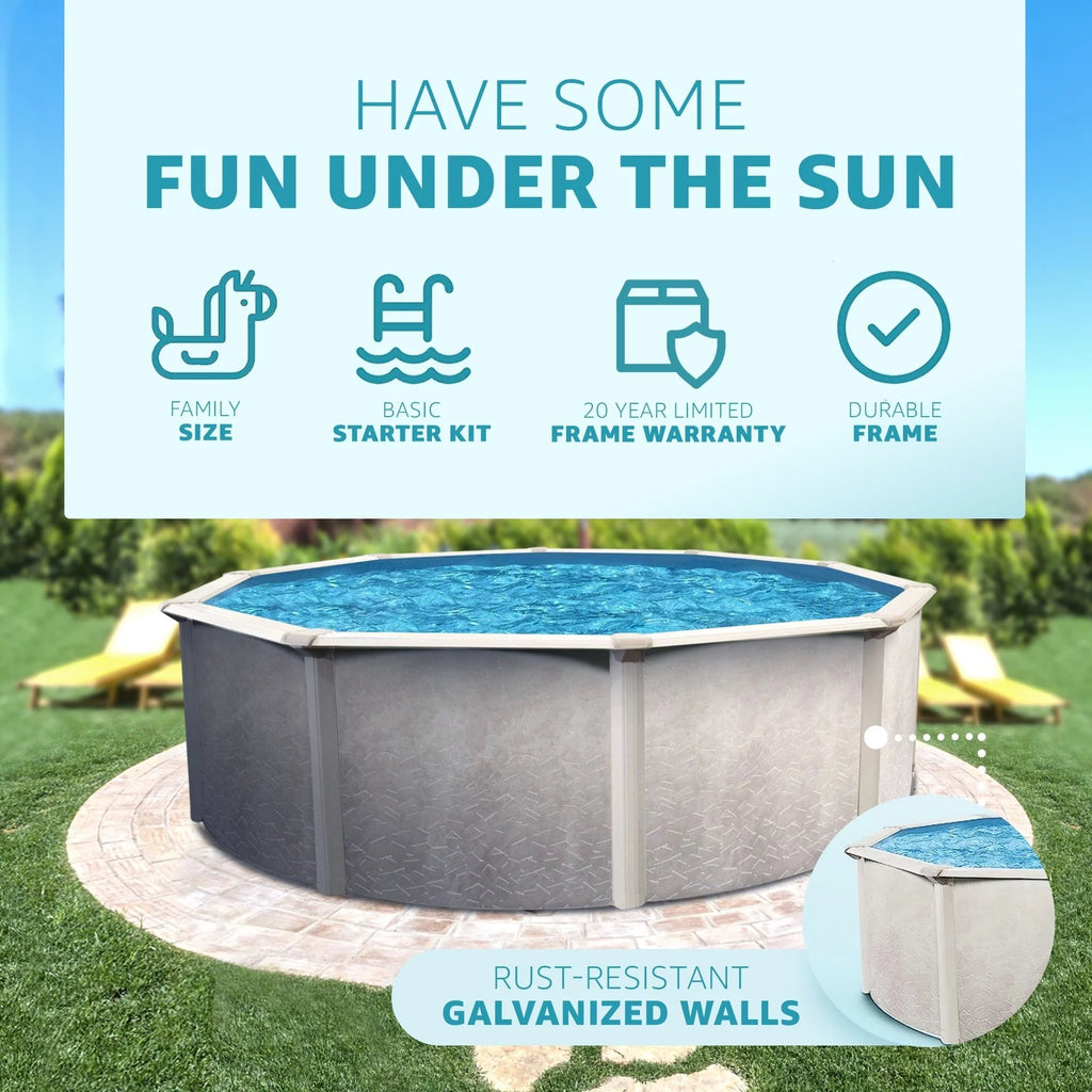 15 Foot x 52 Inch Steel Frame Above Ground Swimming Pool I26691