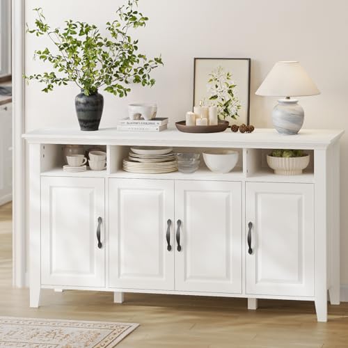 Oak and White Buffet Cabinet with Storage N883