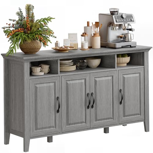 Oak and White Buffet Cabinet with Storage N883