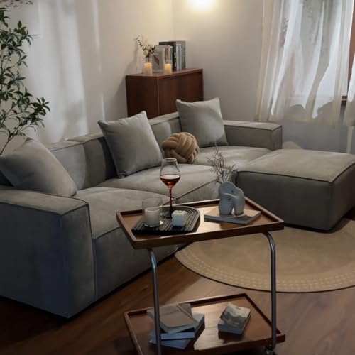 Grey L-Shape Sectional Sofa Set with Ottoman and Chaise L592