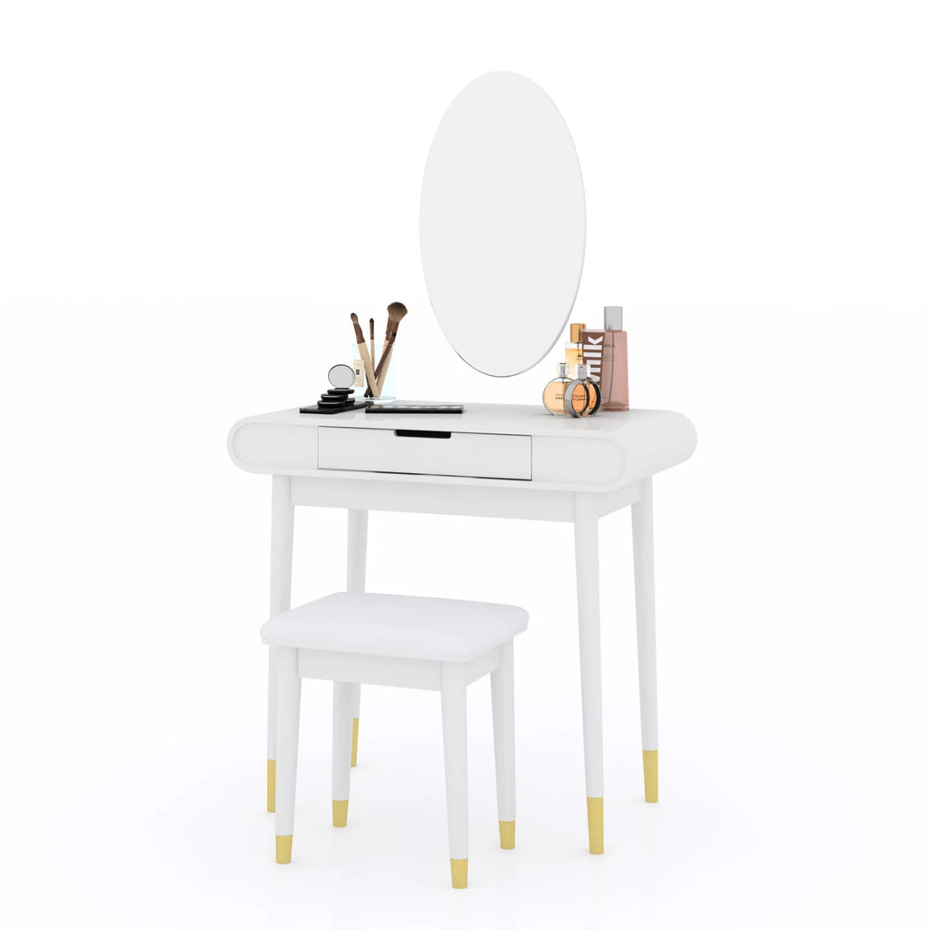 White Makeup Vanity Table Set with Stool D935
