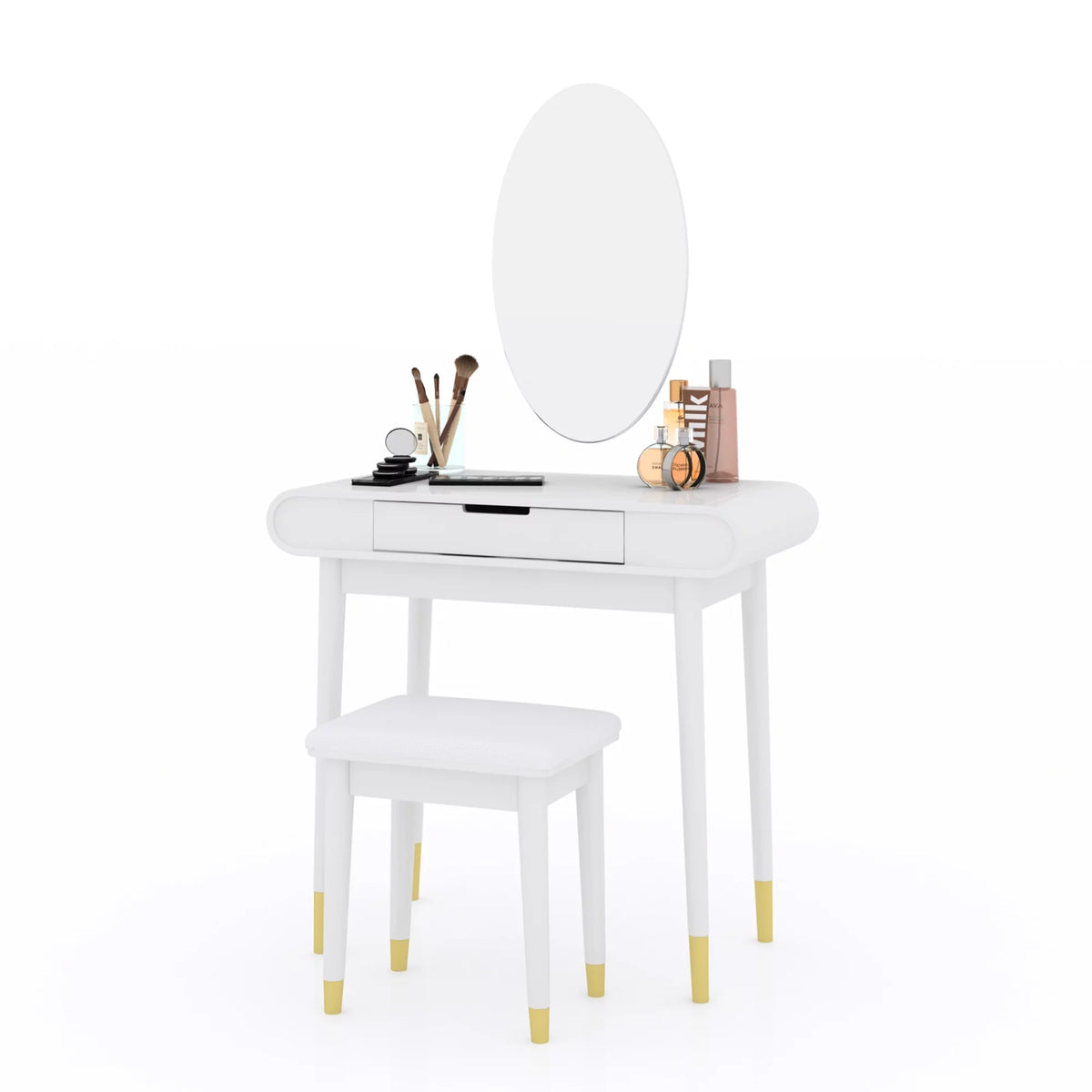 White Makeup Vanity Table Set with Stool D935