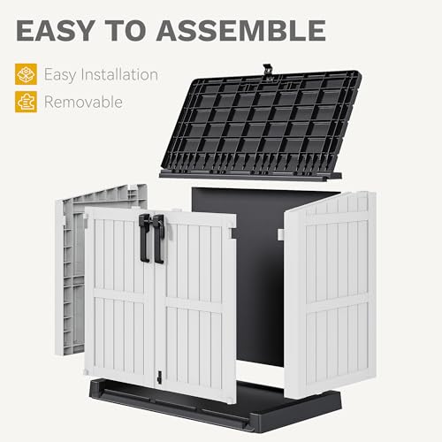 Weather-Resistant Horizontal Storage Shed, 35 Cu Ft, Lockable, Light Gray D5252