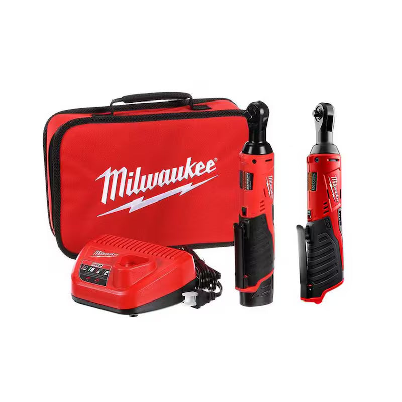 12V Cordless 3/8 in. and 1/4 in. Ratchet Kit (2-Tool) with Battery, Charger and Bag Q7502