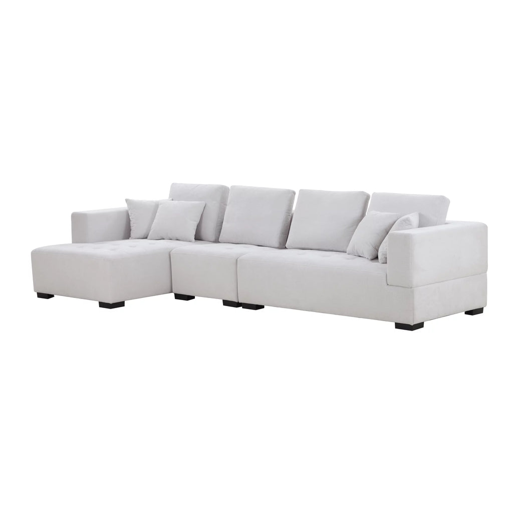 134'' Beige L-Shape Sectional Sofa P6227