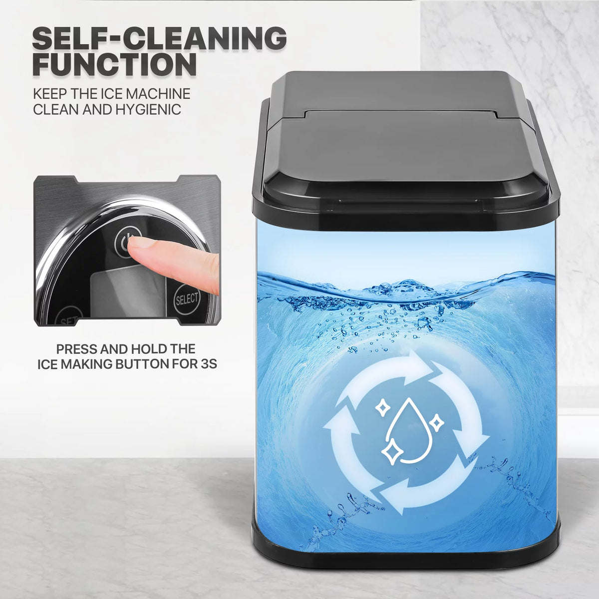 Countertop Portable Ice Maker Machine with Ice Scoop and Basket, Black F370