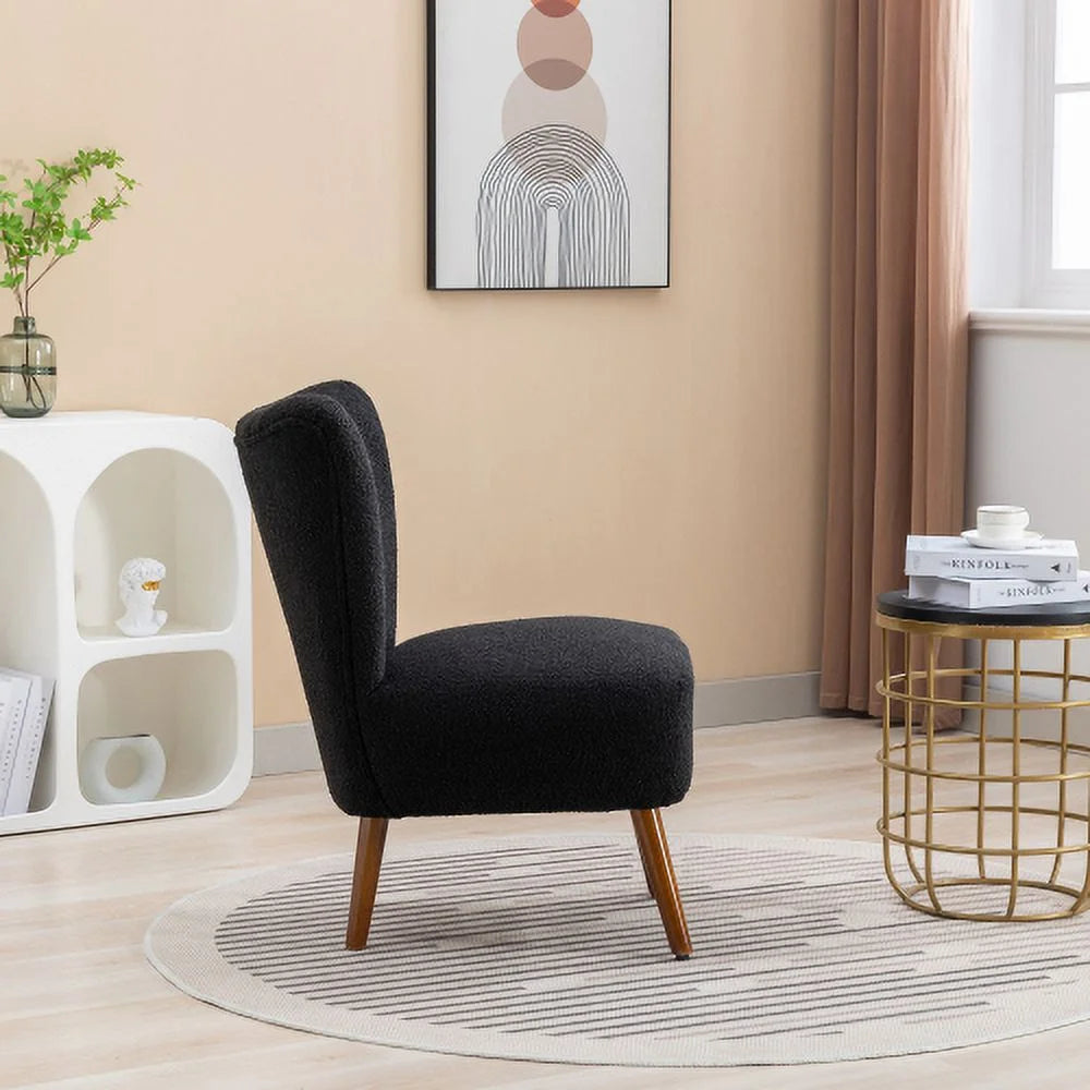 Black Boucle Upholstered Armless Accent Chair C731508