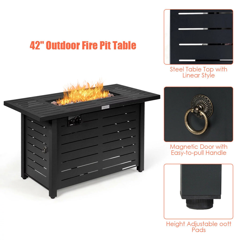 42'' Rectangular Propane Gas Fire Pit Table with Cover F665