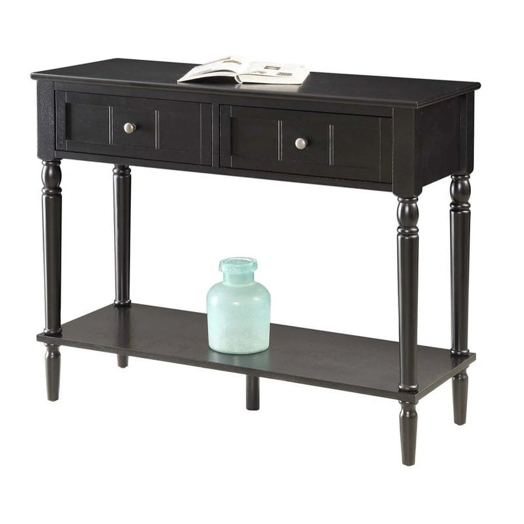 Black 2 Drawer Wood Console Table D3907