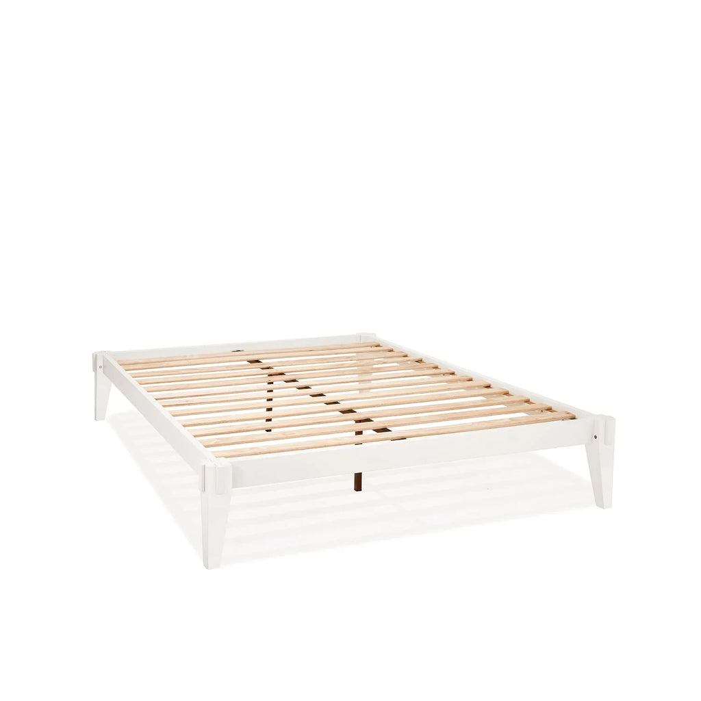 King Platform Bed Frame, No Headboard, Solid Wood, Walnut X1855