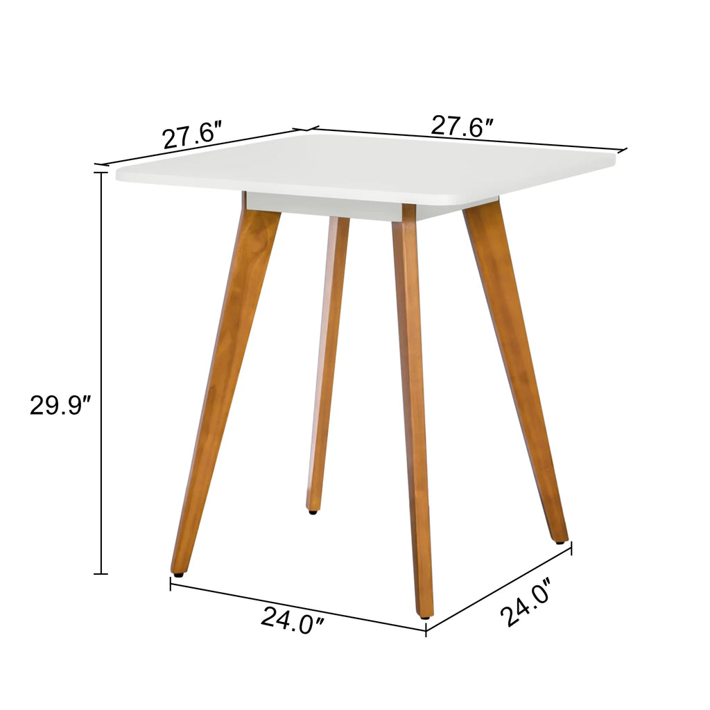 27.6" Square Wood Legged Dining Table White O9213