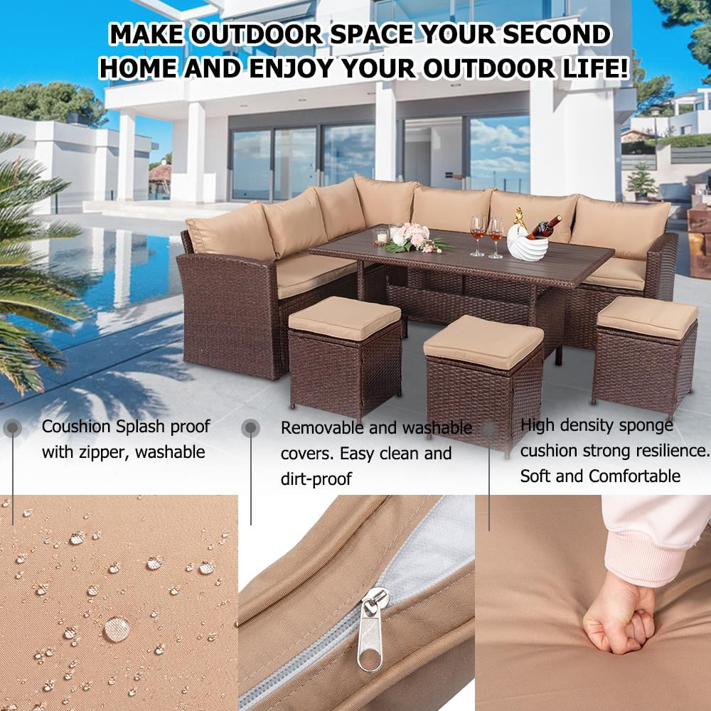 8 Pieces Patio Rattan Wicker Furniture Set with Cushions O101