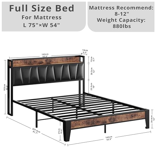 Twin Bed Frame with Storage Headboard and Charging Station Q85935