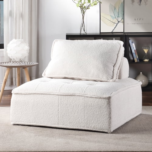 White Lambskin Sherpa Oversized Armless Accent Chair W423116
