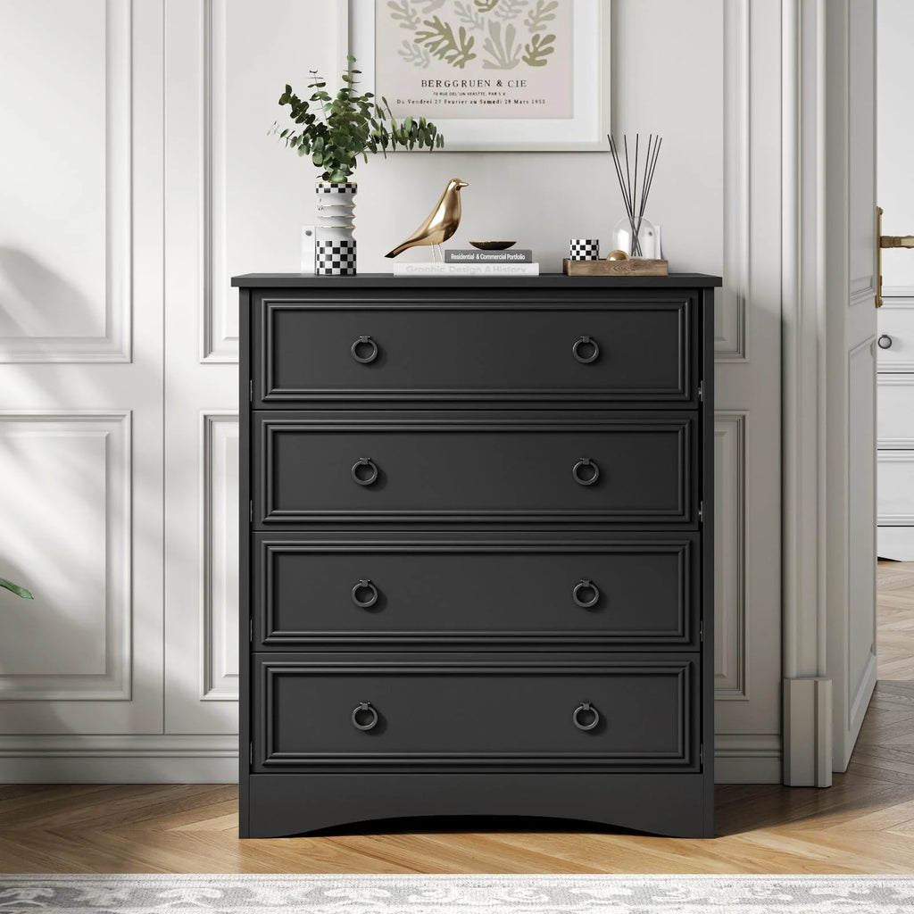 4 Drawer Gray Wood Dresser V9871