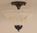 One Light Semi-Flush Mount Black Copper Finish with Frosted Crystal Glass F889237