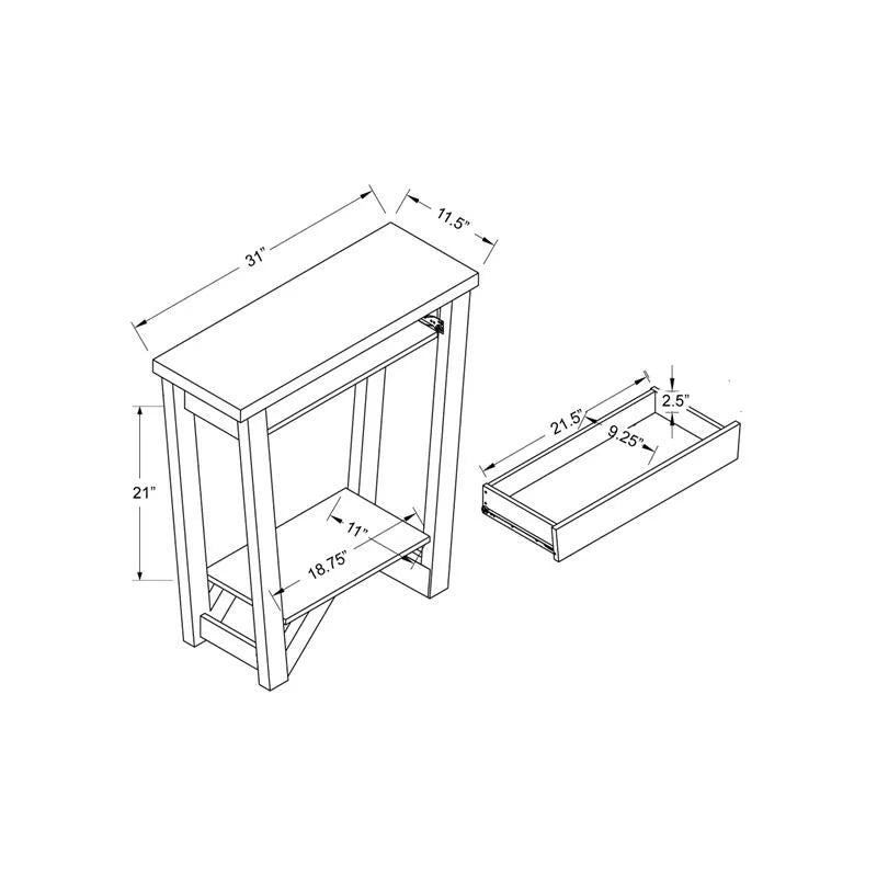 Contemporary Wood 1-Drawer Console Table in Ivory and Light Oak R189