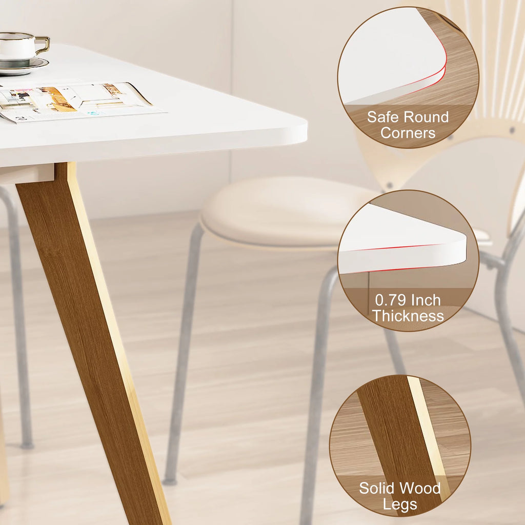 27.6" Square Wood Legged Dining Table White O9213