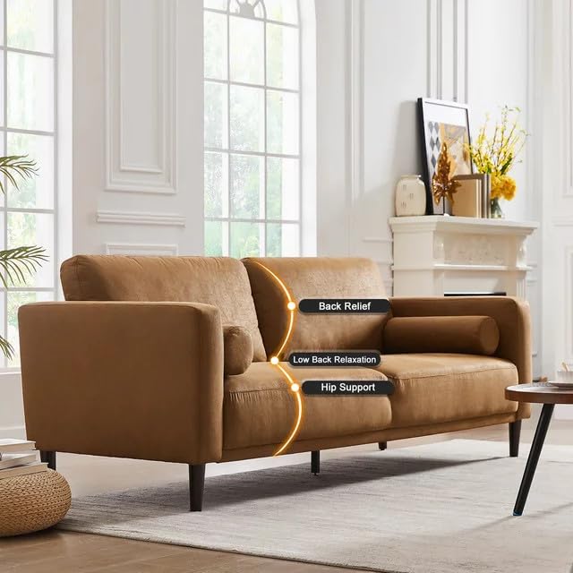 Brown Faux Leather 3-Seat Sofa Y935