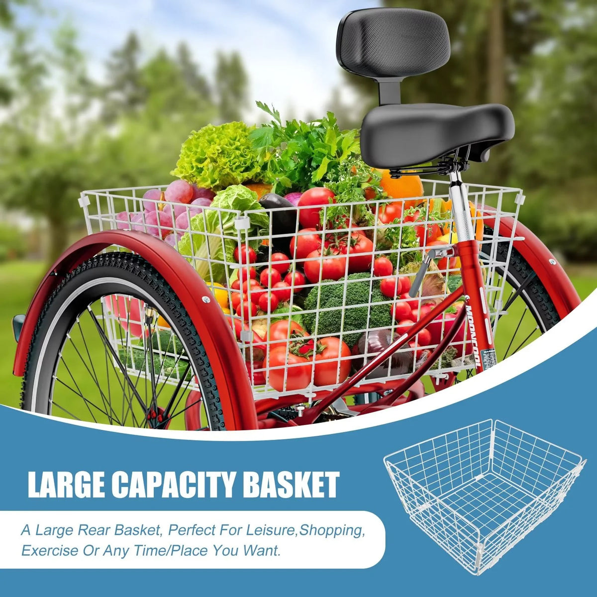 20/24/26 inch 7 Speed 3 Wheel Bicycle with Basket C6221