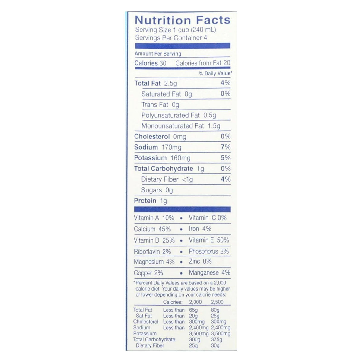 Unsweetened Vanilla Almond Milk 32 fl oz Case of 12 O697