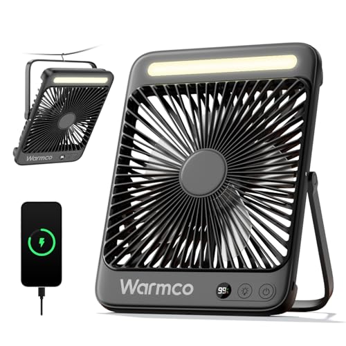 20000mAh 8-inch Portable Rechargeable Camping Desk Fan with LED Light P614