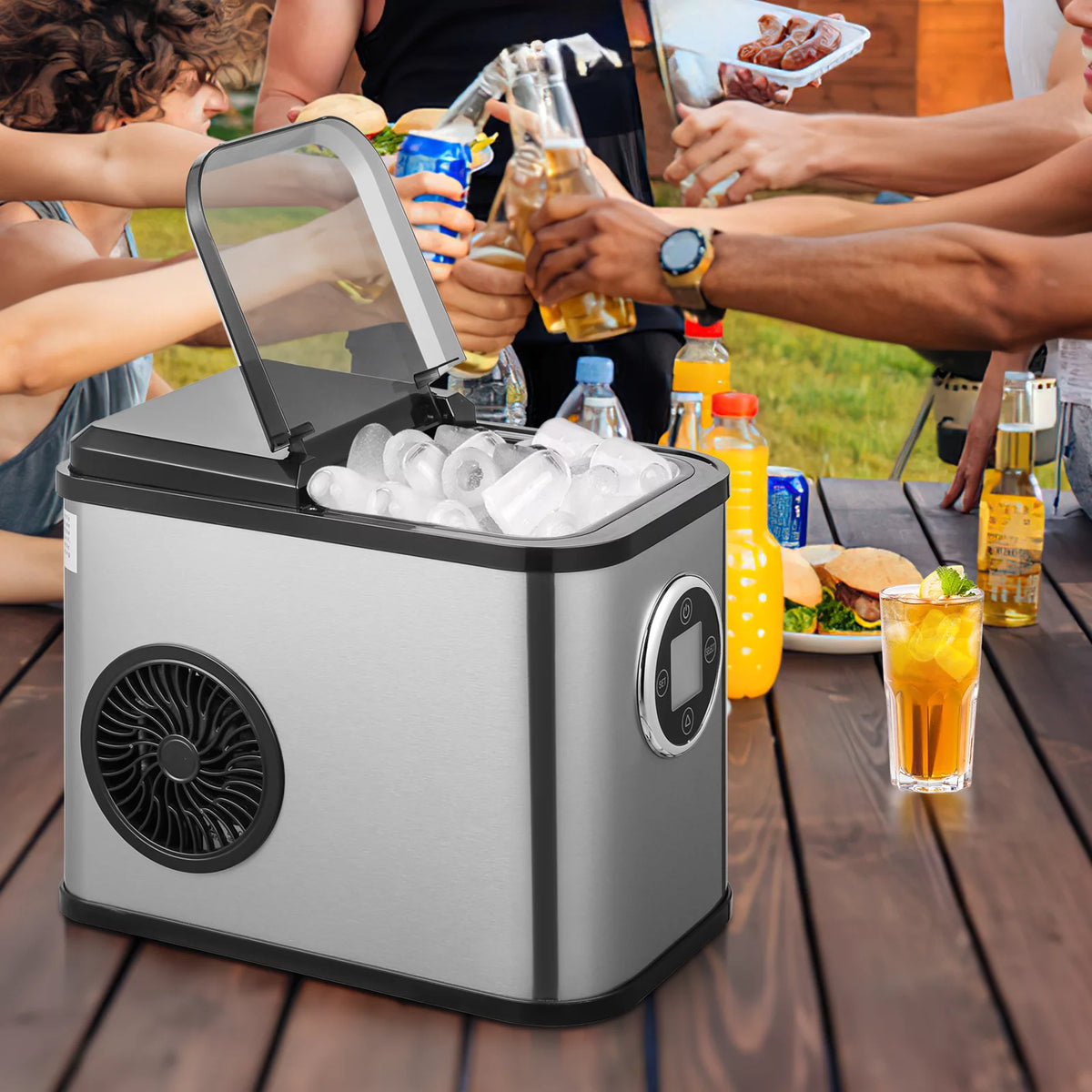 Countertop Portable Ice Maker Machine with Ice Scoop and Basket, Black F370