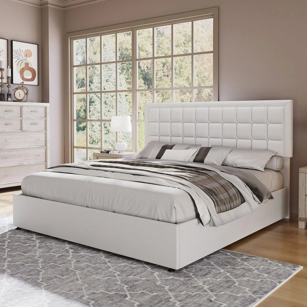 King Size Lift Up Storage Upholstered Platform Bed Frame E600