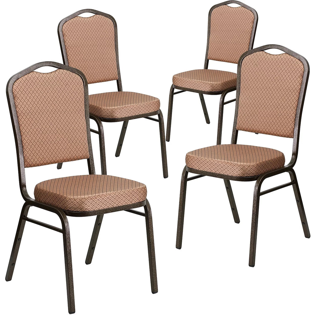 4 Pack Gold Diamond Patterned Fabric Stacking Banquet Chair U831270