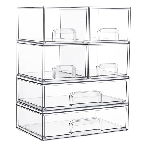 Clear Plastic Stackable Storage Drawers Set of 6 X36900