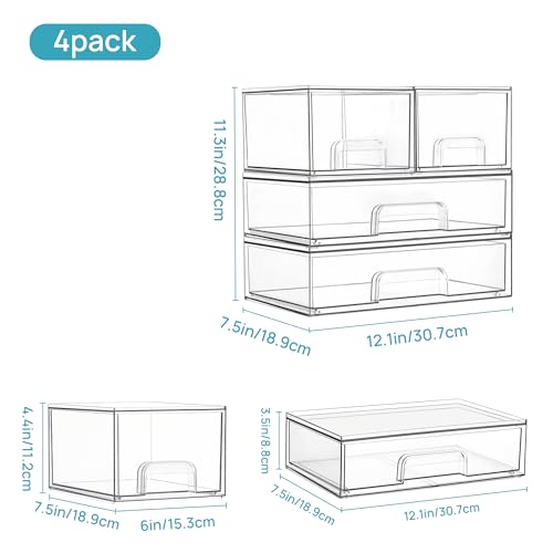 Clear Plastic Stackable Storage Drawers Set of 6 X36900