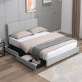 King Size Platform Bed Frame with 4 Storage Drawers and Adjustable Headboard X201042