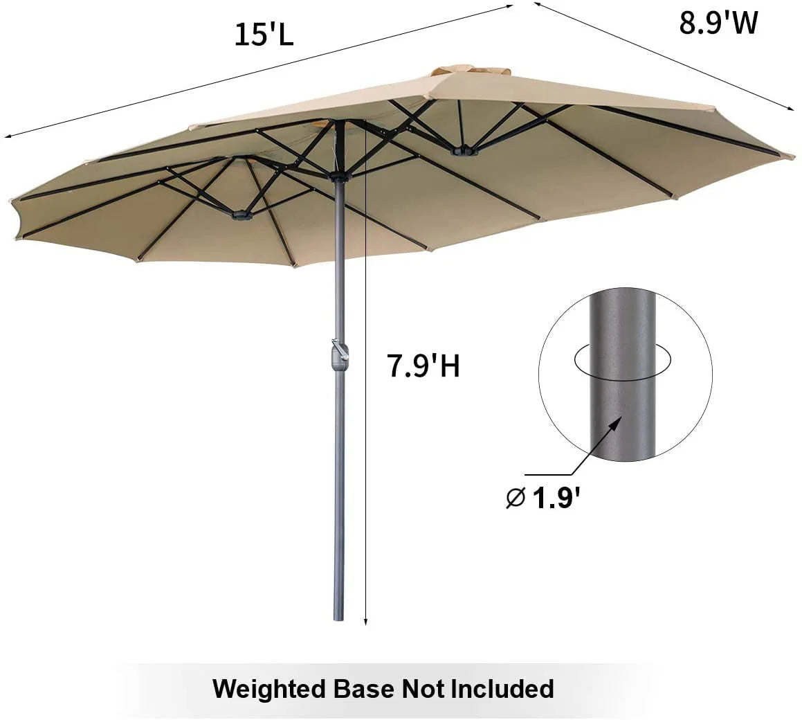 15 Ft Double Sided Patio Umbrella P7577