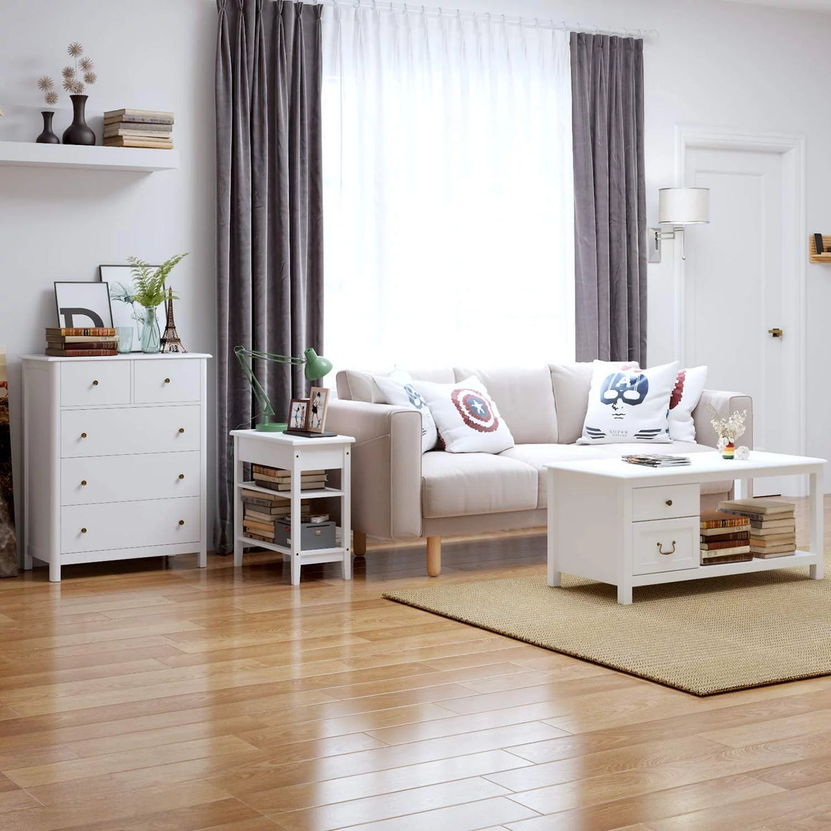 White 5 Drawer Kids Dresser Y384
