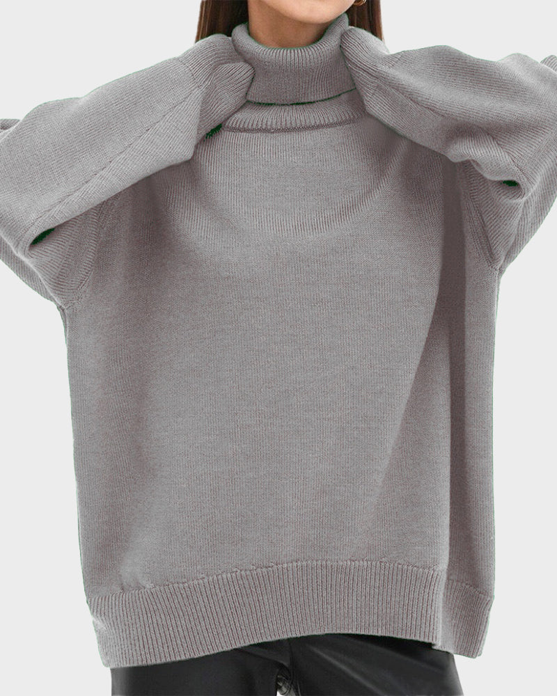 Turtleneck Knit Pullover Sweater Q274601