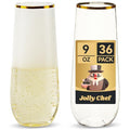 36 Pack 9 oz Clear Stemless Plastic Champagne Flutes F635262