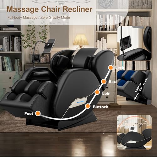 Black Full Body Zero Gravity SL-Track Shiatsu Massage Recliner Chair H739062