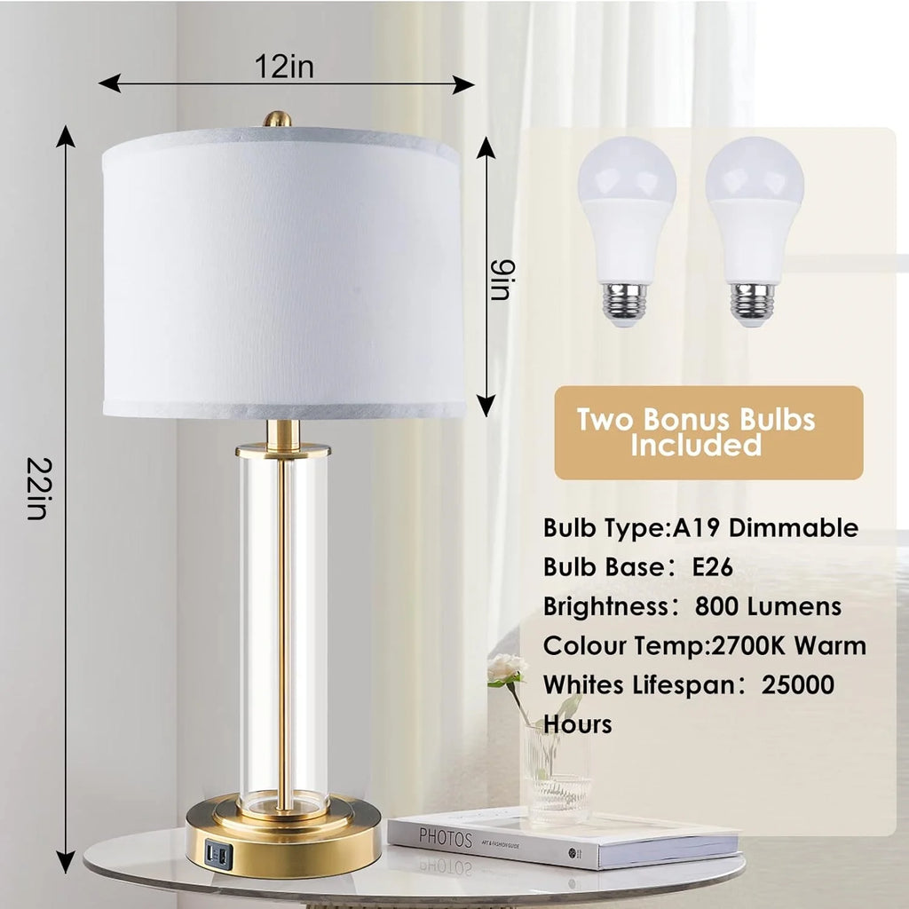 Touch Control Gold Table Lamps Set of 2 with USB Ports A641691