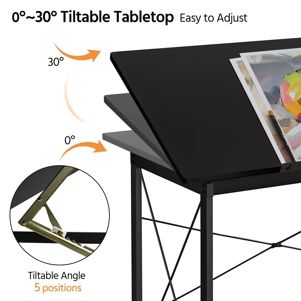 Black Adjustable Drafting Table X13615