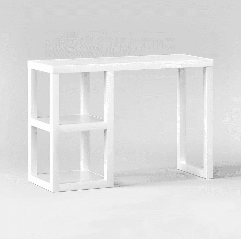 White Wood Writing Desk with Storage Y141209