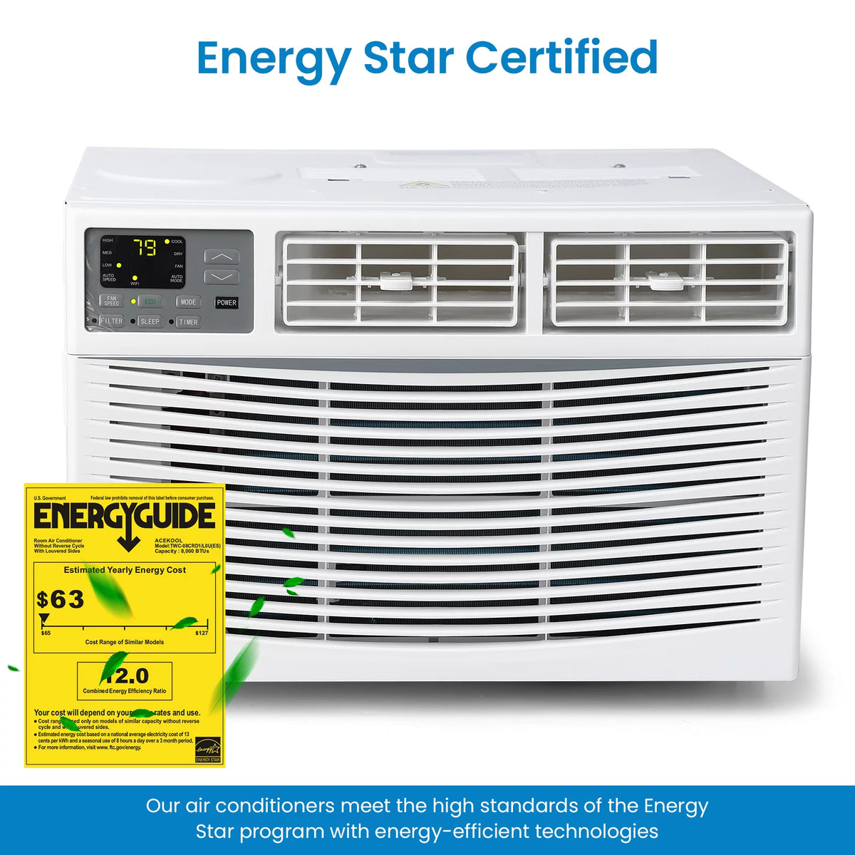 8000 BTU Smart Window Air Conditioner P43351