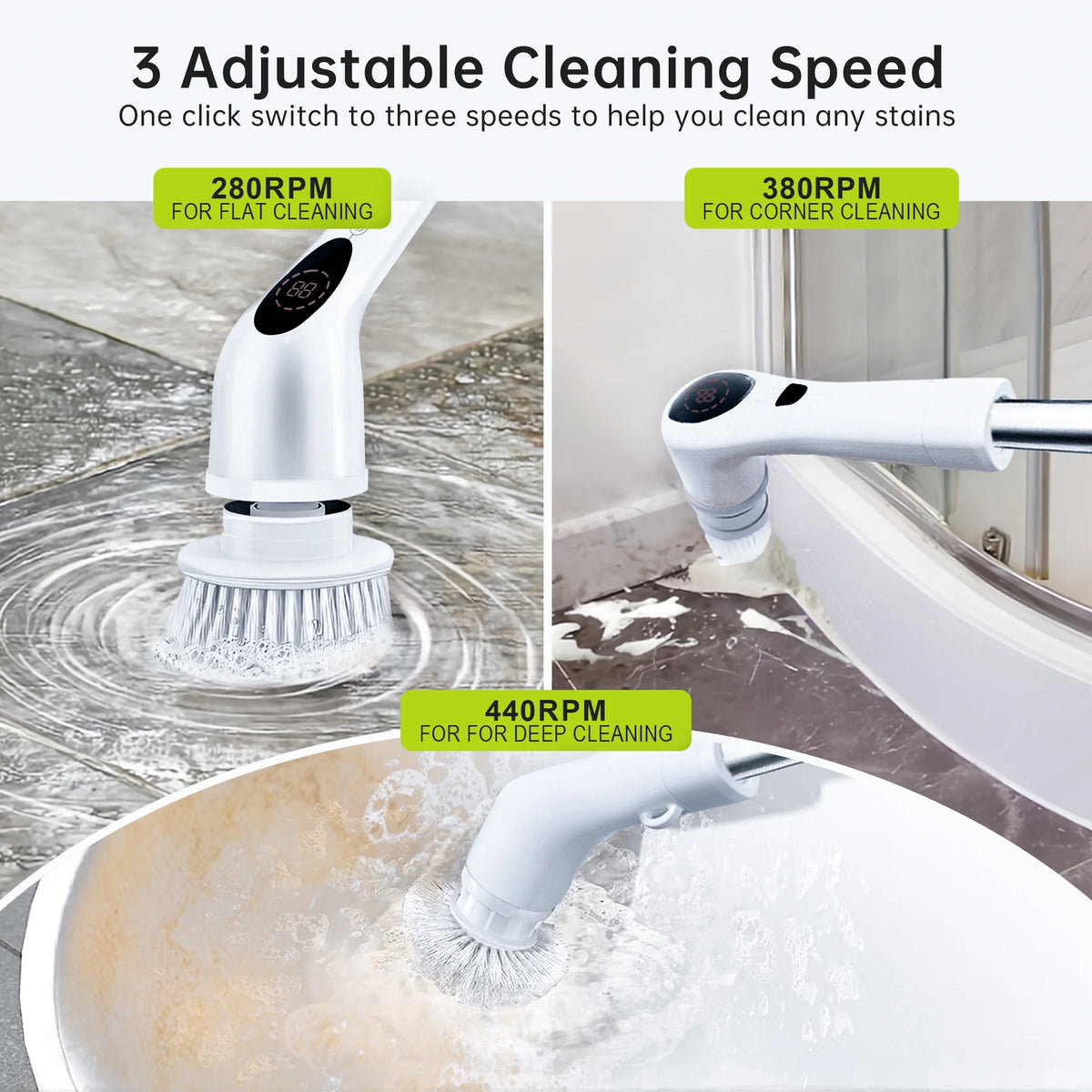 Cordless Electric Spin Scrubber with 9 Replaceable Brush Heads F2803