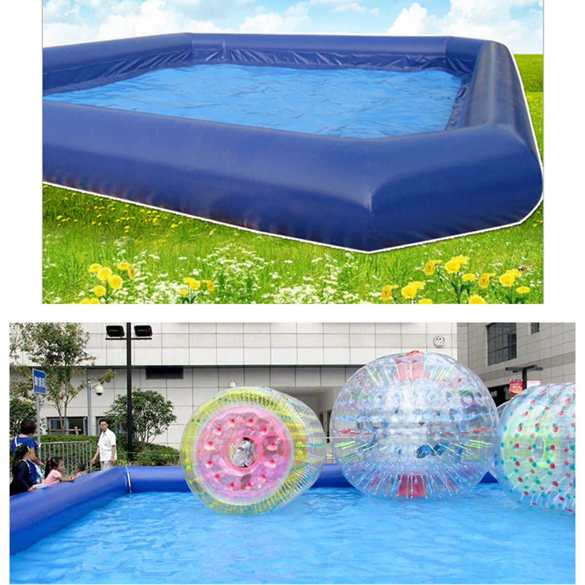 Large Inflatable PVC Square Swimming Pool 23x23x1.8ft B805